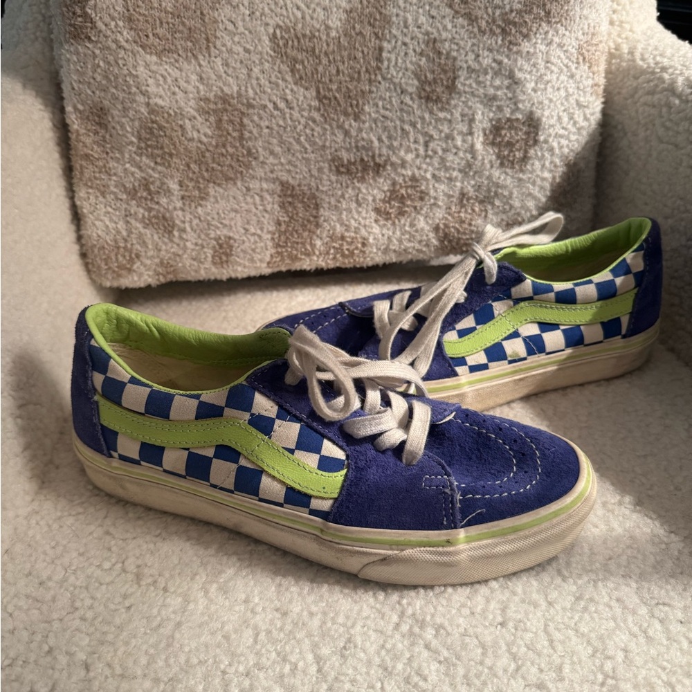 Checkerboard Blue Green sk8-low Vans